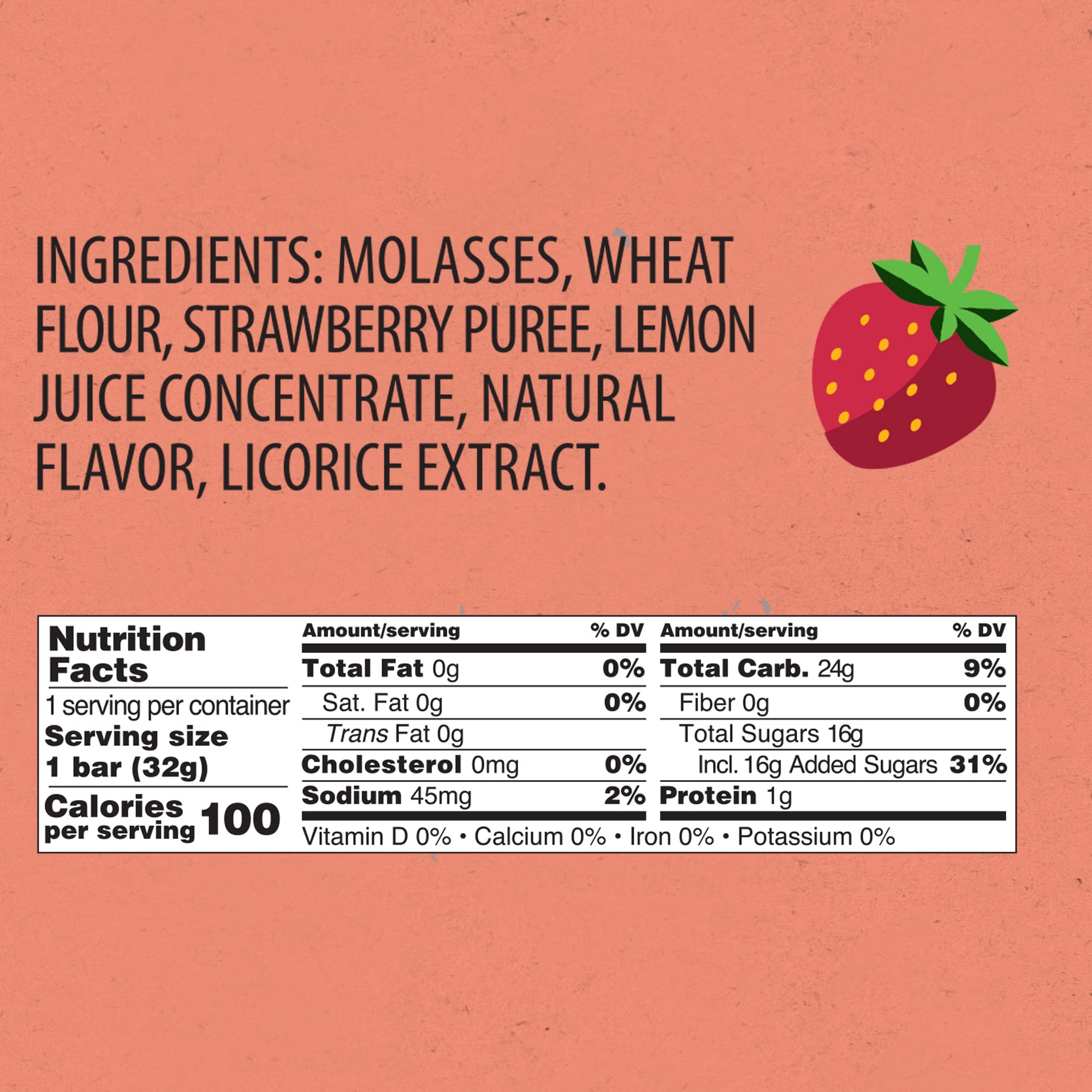 Panda licorice bar close-up highlighting natural strawberry flavor
