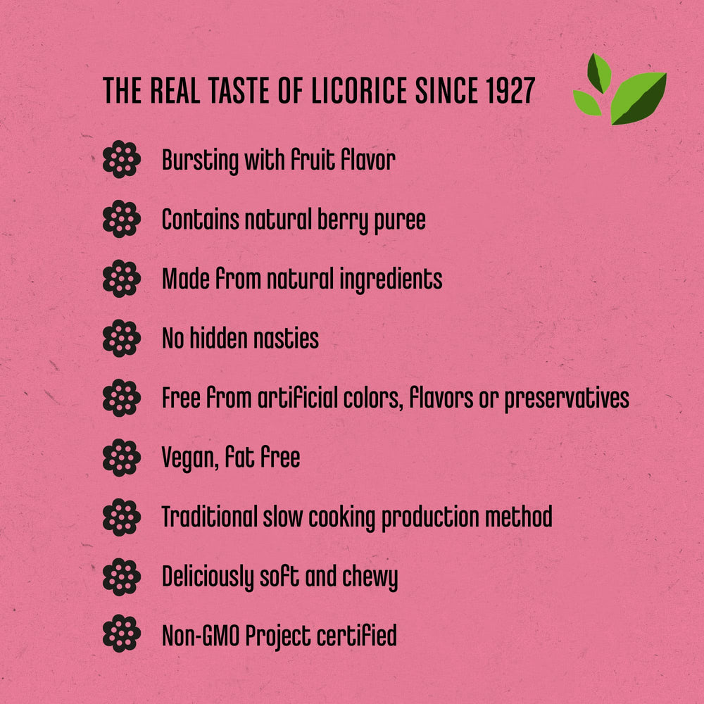 Panda Non-GMO Project verified licorice with natural colors and flavors.