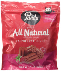 Panda Raspberry Licorice bag seal highlights freshness for snacking.