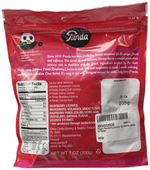 Panda Raspberry Licorice packaging close-up highlights natural ingredients.