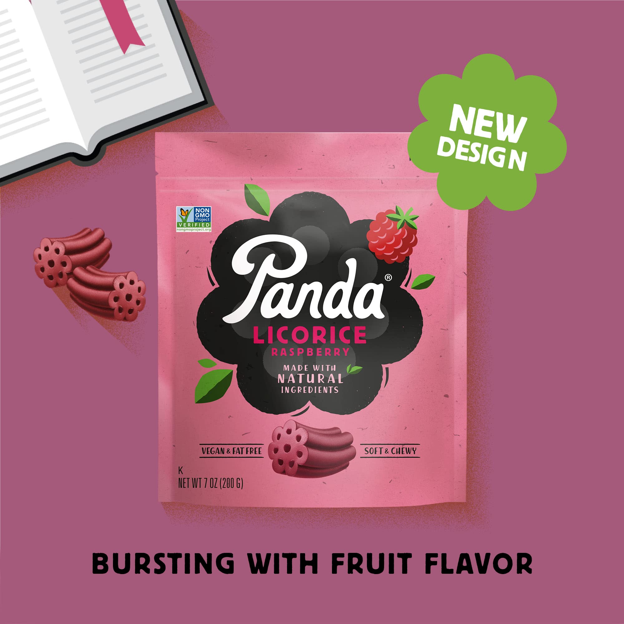 Panda vegan and fat-free licorice, a light indulgence.