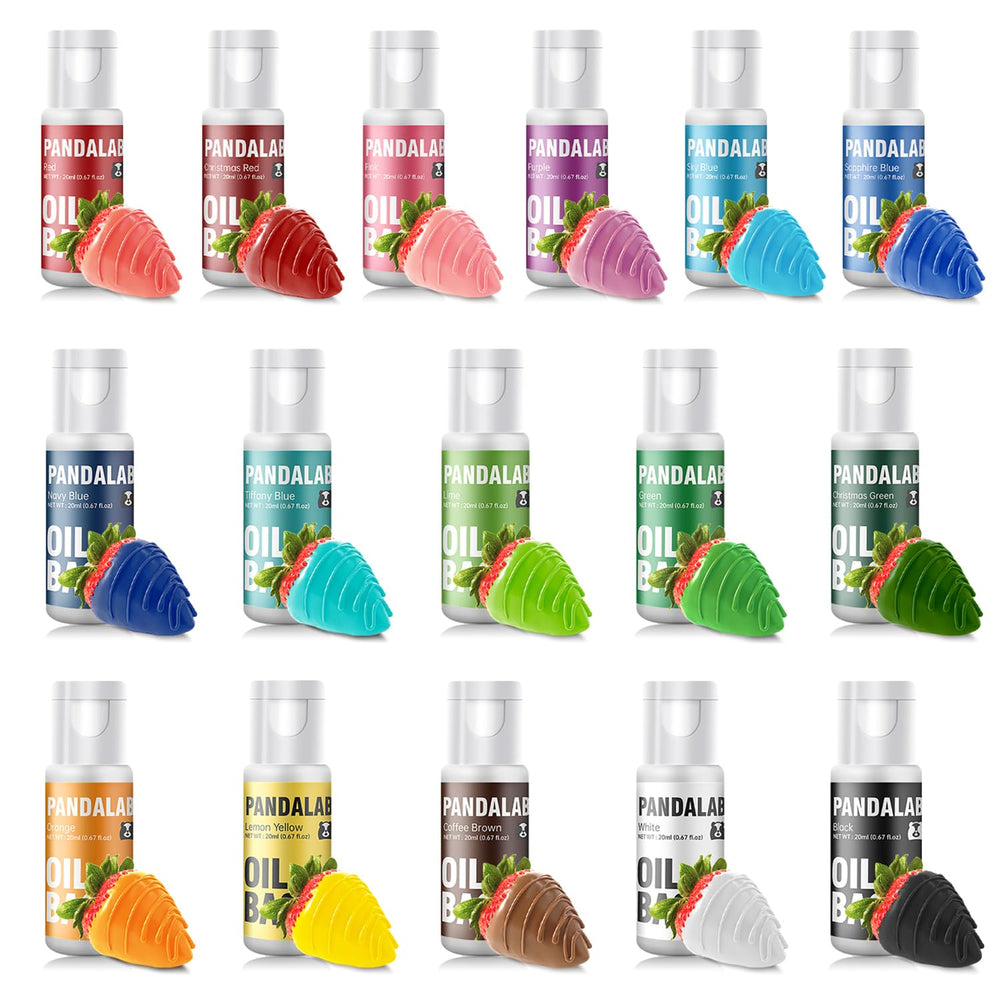 Pandalab oil-based food coloring bottles for chocolate and fondant applications