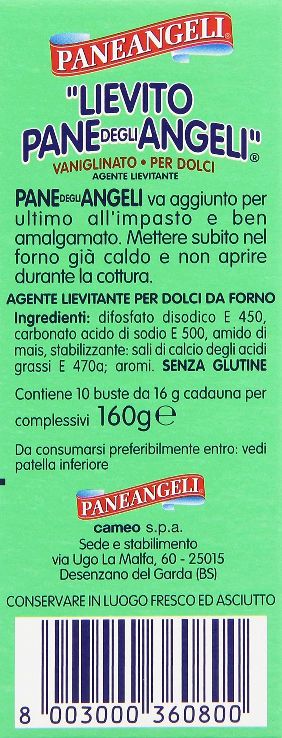 Paneangeli instant yeast packets for quick, reliable leavening.