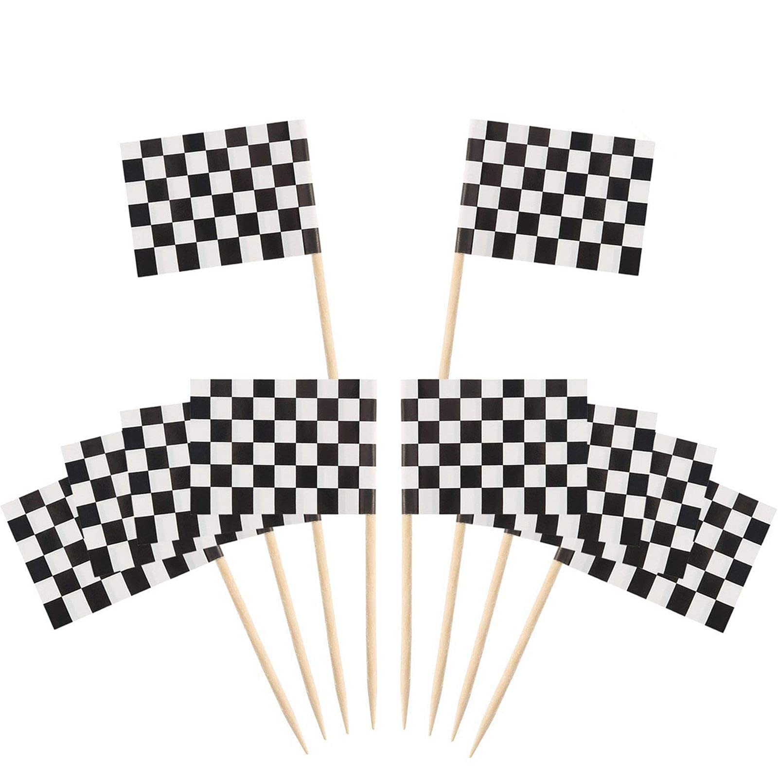 Pangda checkered racing flag picks add style to cupcakes and desserts for parties