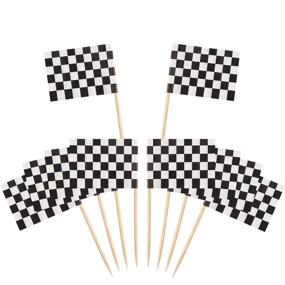 Pangda checkered racing flag picks add style to cupcakes and desserts for parties
