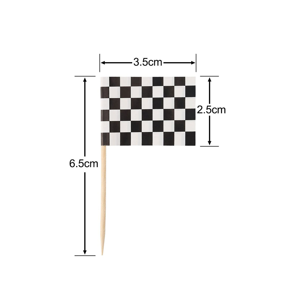Pangda racing flag toothpicks brighten birthday treats with a playful racing theme