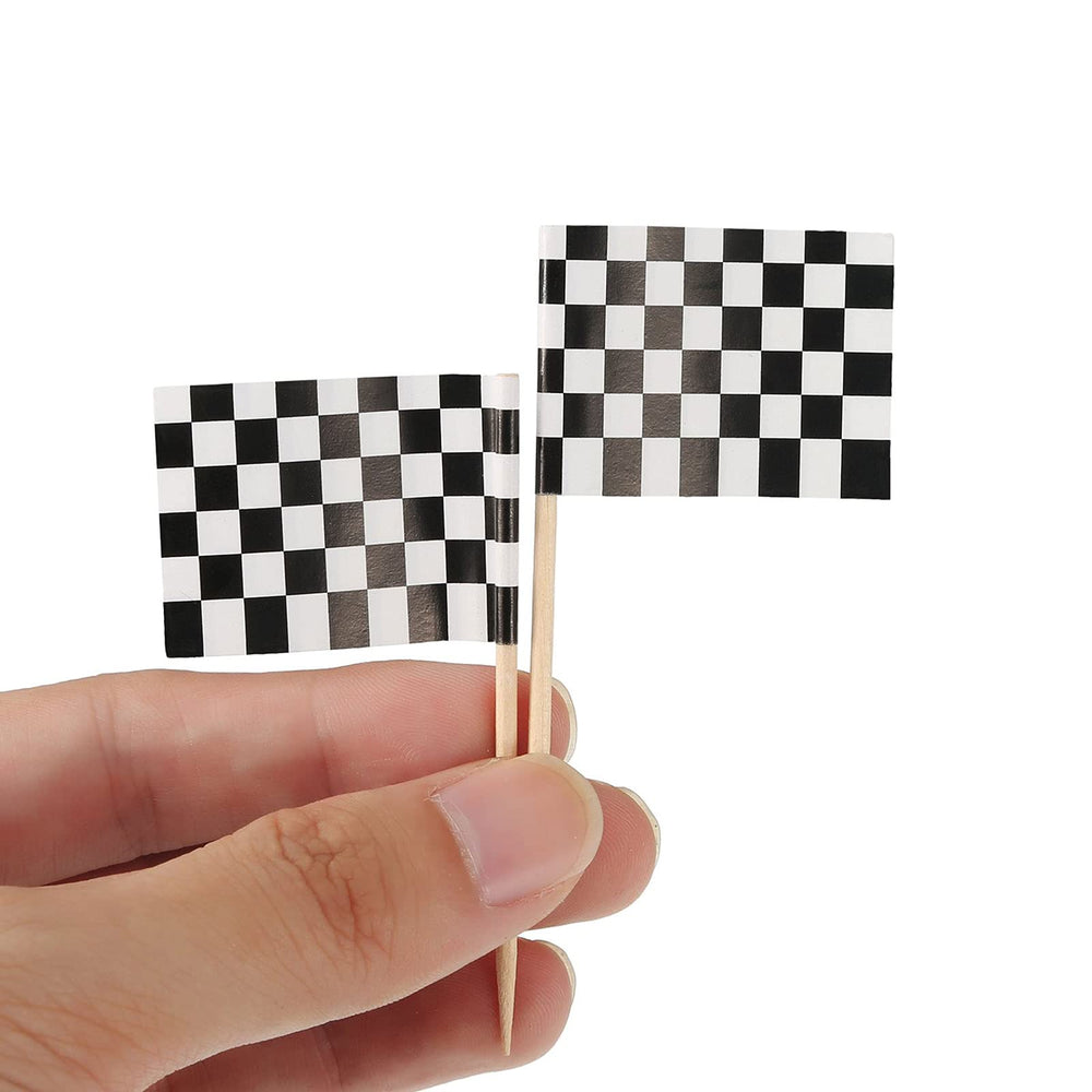 Pangda flag picks help decorate mini desserts at racing themed parties
