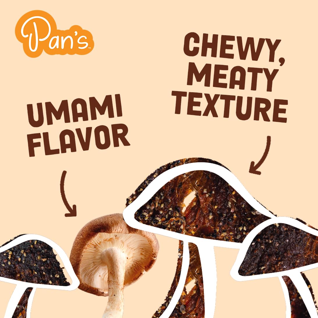 Pan's Mushroom Jerky gluten-free label on packaging