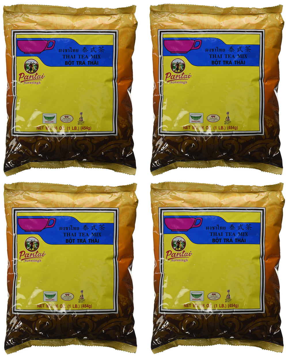 Pantai Norasingh Thai Tea Mix 4-pack 16-ounce bags for authentic Thai iced tea