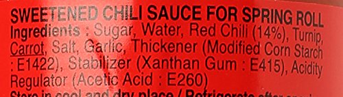Pantainorasingh Pantai Sweetened Chili Sauce label close-up highlighting brand quality