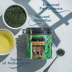 Pantenger Organic Gyokuro cup steep showing vibrant color and refined notes
