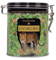 Pantenger Organic Gyokuro loose-leaf in a 3oz tin ready for brewing with rich aroma