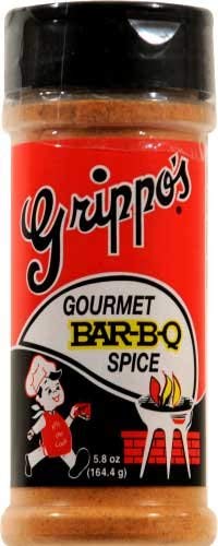 Pap's Grippo's Gourmet Bar-b-q Spice bottle for grilling, delivering smoky, savory flavor.