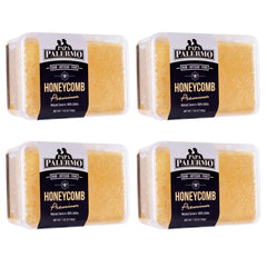Papa Palermo honeycomb raw slice; pure edible honeycomb straight from the hive for gourmet tasting.