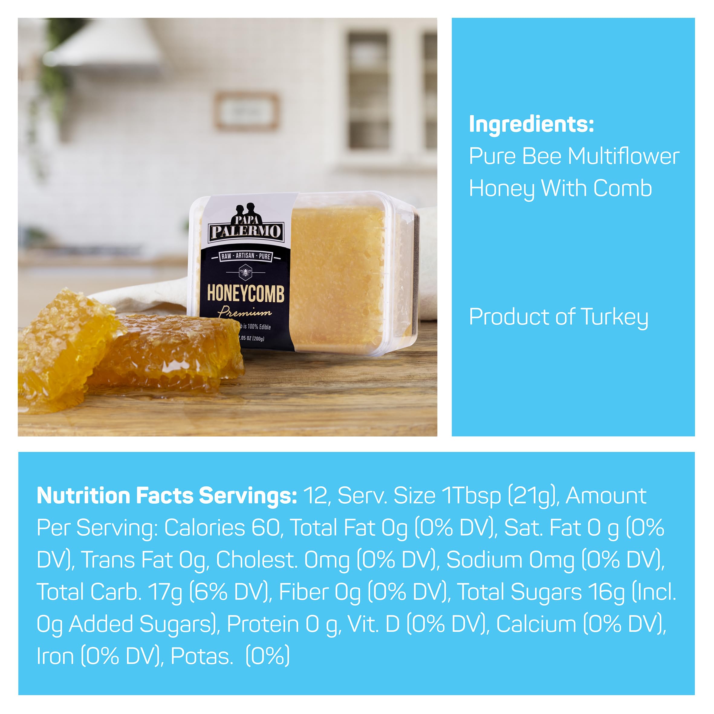 Papa Palermo honeycomb in smoothie, adds natural sweetness and nutrients.