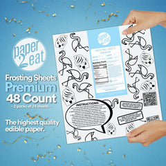 Paper2Eat frosting sheets 8.5 x 11 inch size ready for printing.