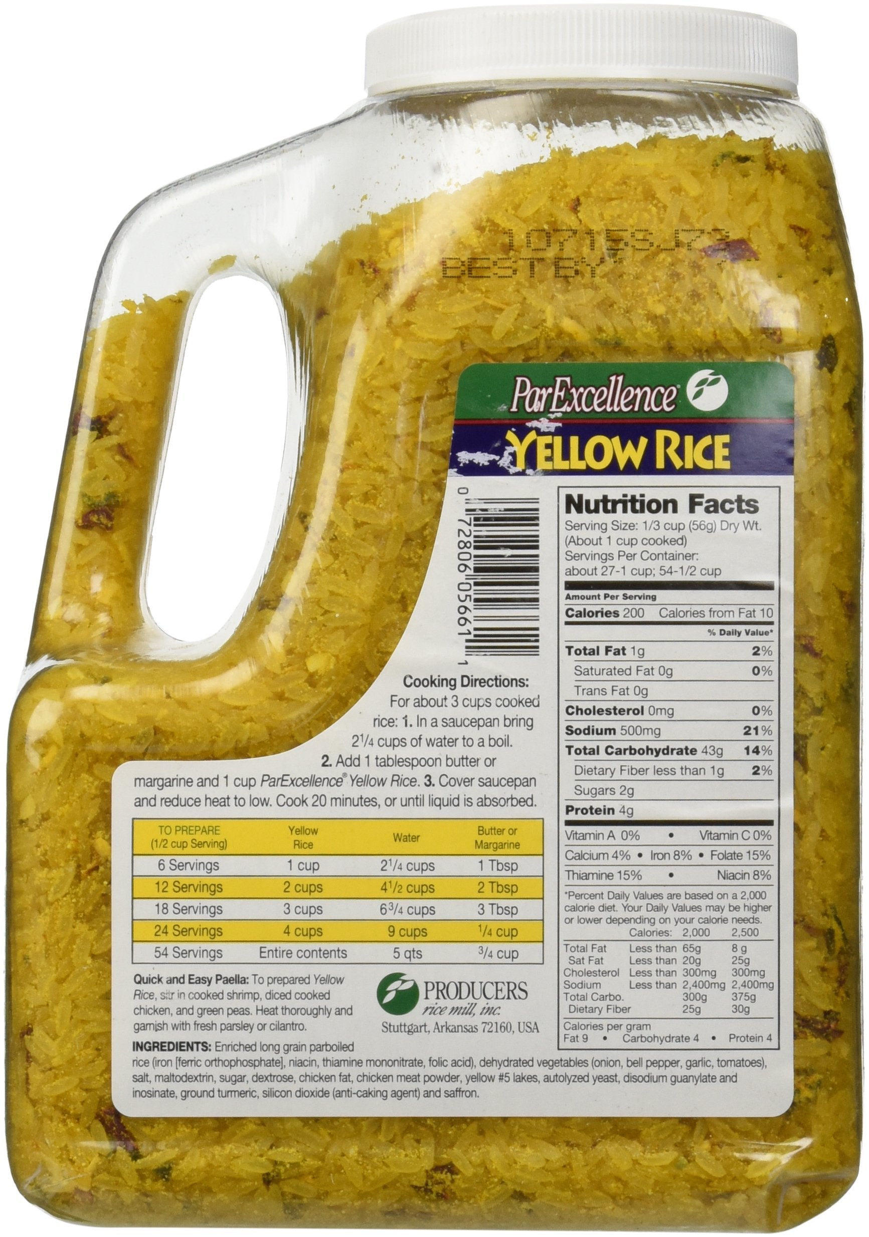 Par Excellence yellow rice cooked dish shows vibrant color and fluffy grains after preparation.