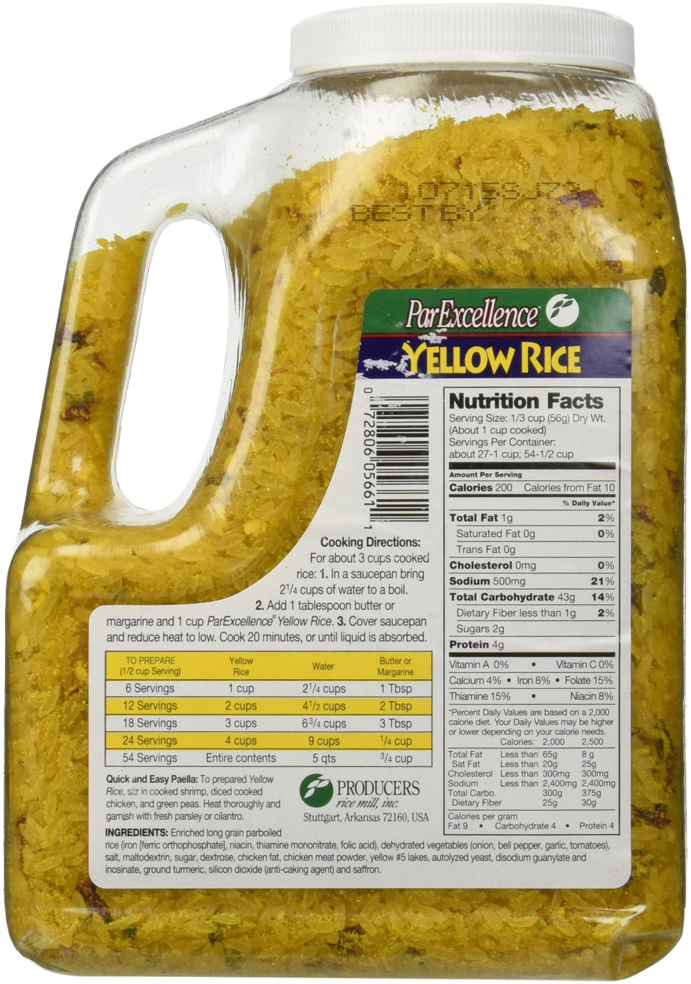 Par Excellence yellow rice cooked dish shows vibrant color and fluffy grains after preparation.