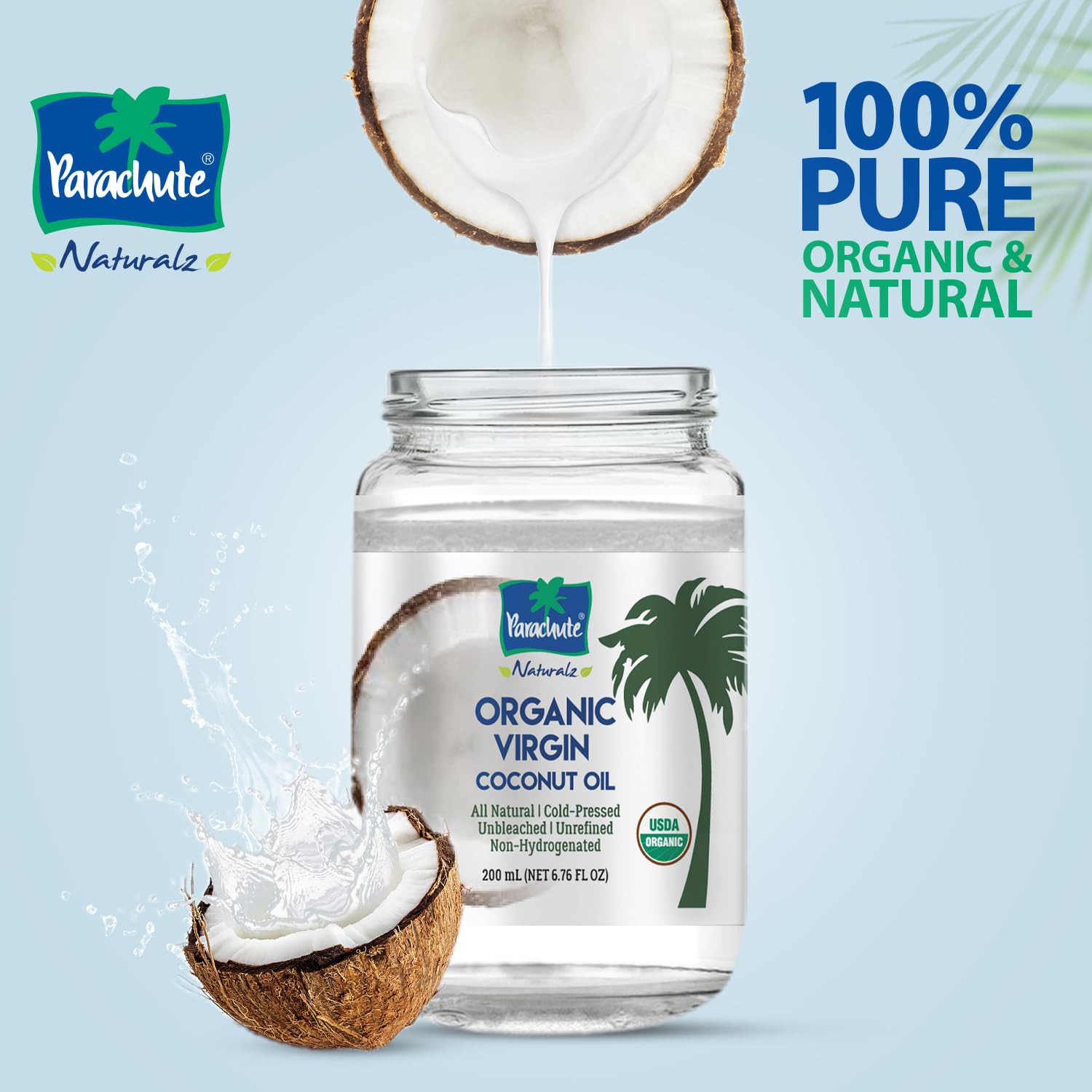 Kitchen-ready Parachute Naturalz coconut oil for baking and sautéing.