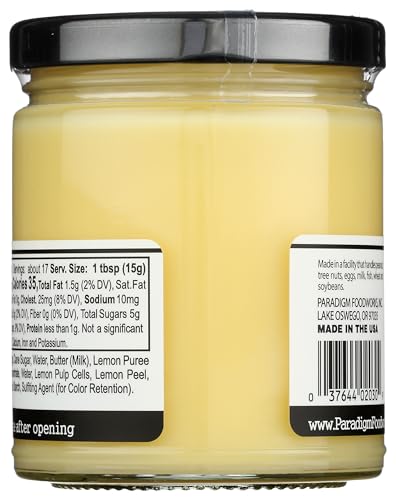 Paradigm Foodworks Lemon Curd ingredients—real lemon and eggs for bright flavor.