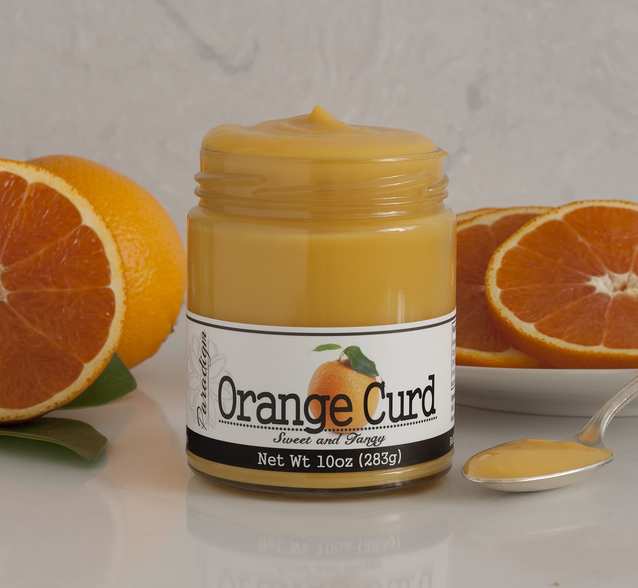 Paradigm Foodworks orange curd jar label, great for dessert toppings.