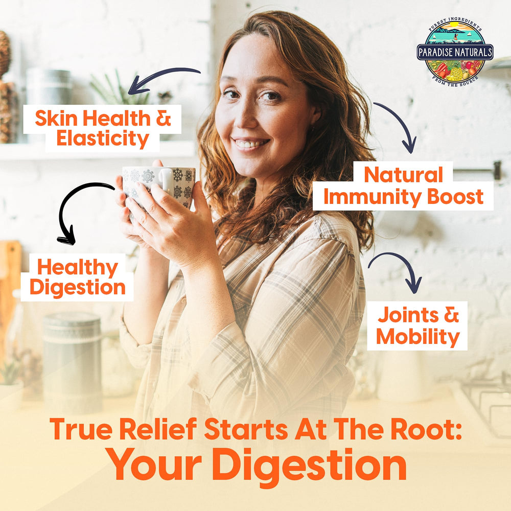 Paradise Naturals grass-fed broth bottle showcasing clean label and natural ingredients.