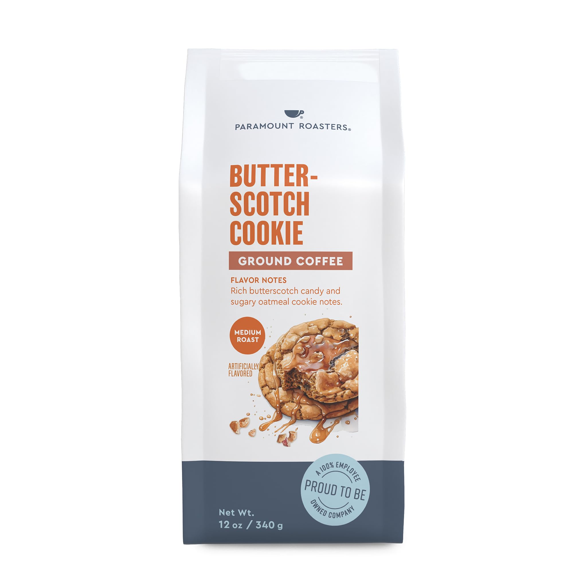 Paramount Roasters Butterscotch Cookie flavored coffee bag with fresh aroma for home brewing