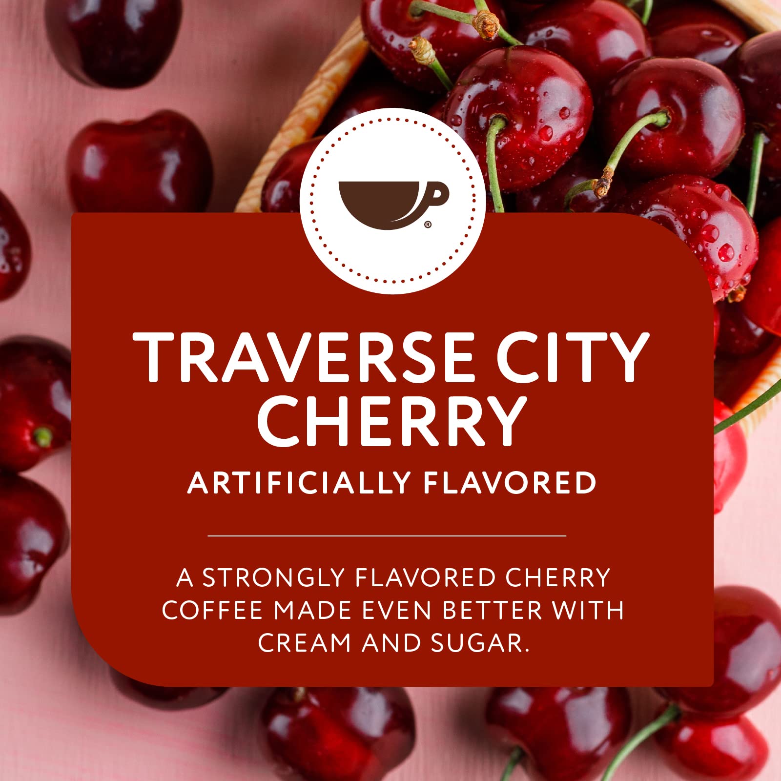 Paramount Roasters Traverse City Cherry flavor close-up highlights fruity notes.