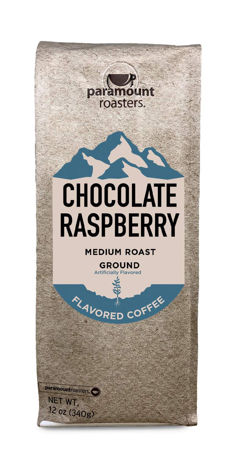 Steaming cup of Paramount Roasters Chocolate Raspberry excites with cocoa and berry notes.