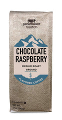 Steaming cup of Paramount Roasters Chocolate Raspberry excites with cocoa and berry notes.