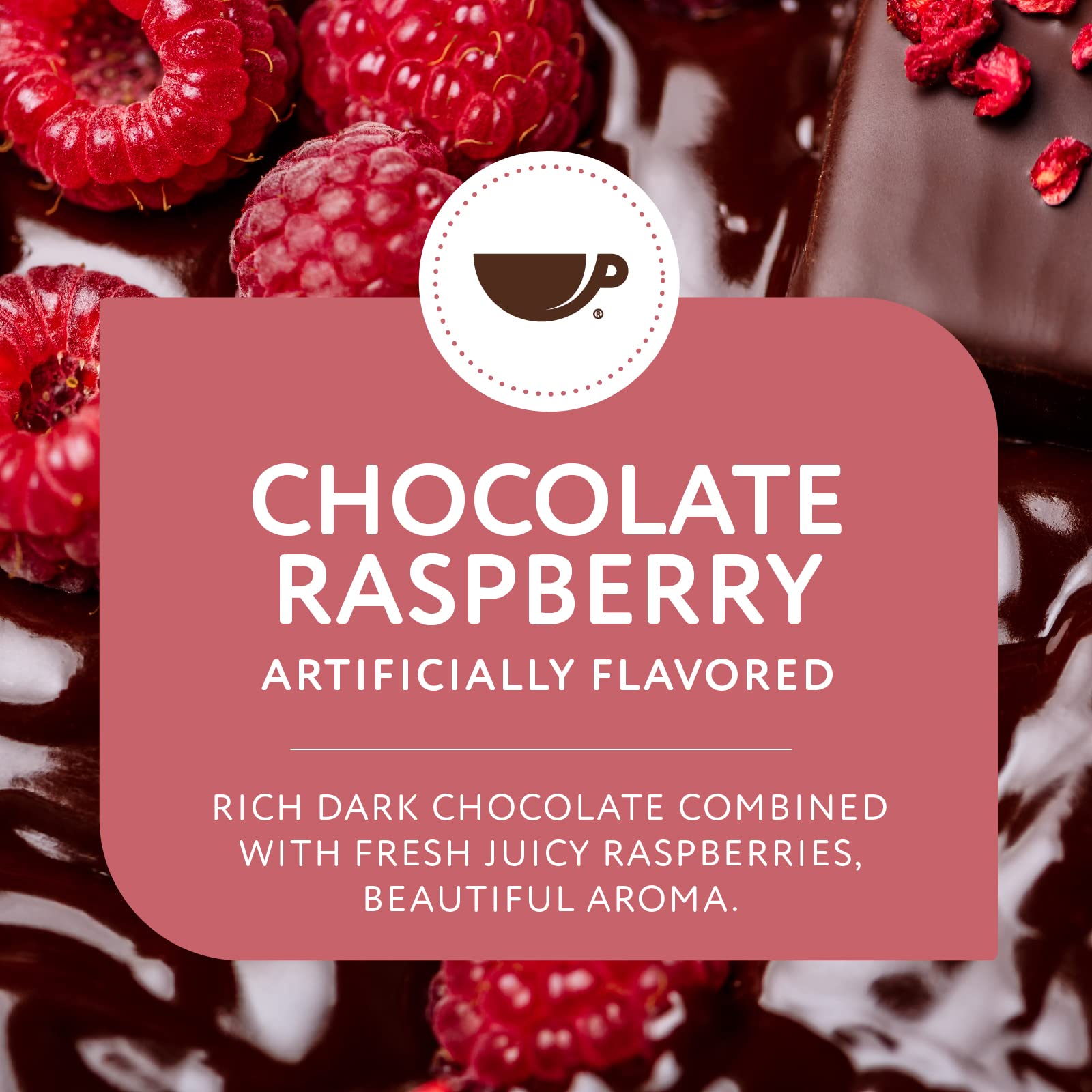 Whipped cream topping on Paramount Roasters Chocolate Raspberry enhances dessert-like flavor.