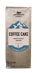 Paramount Roasters Coffee Cake flavored ground coffee close-up highlighting vanilla cinnamon aroma.