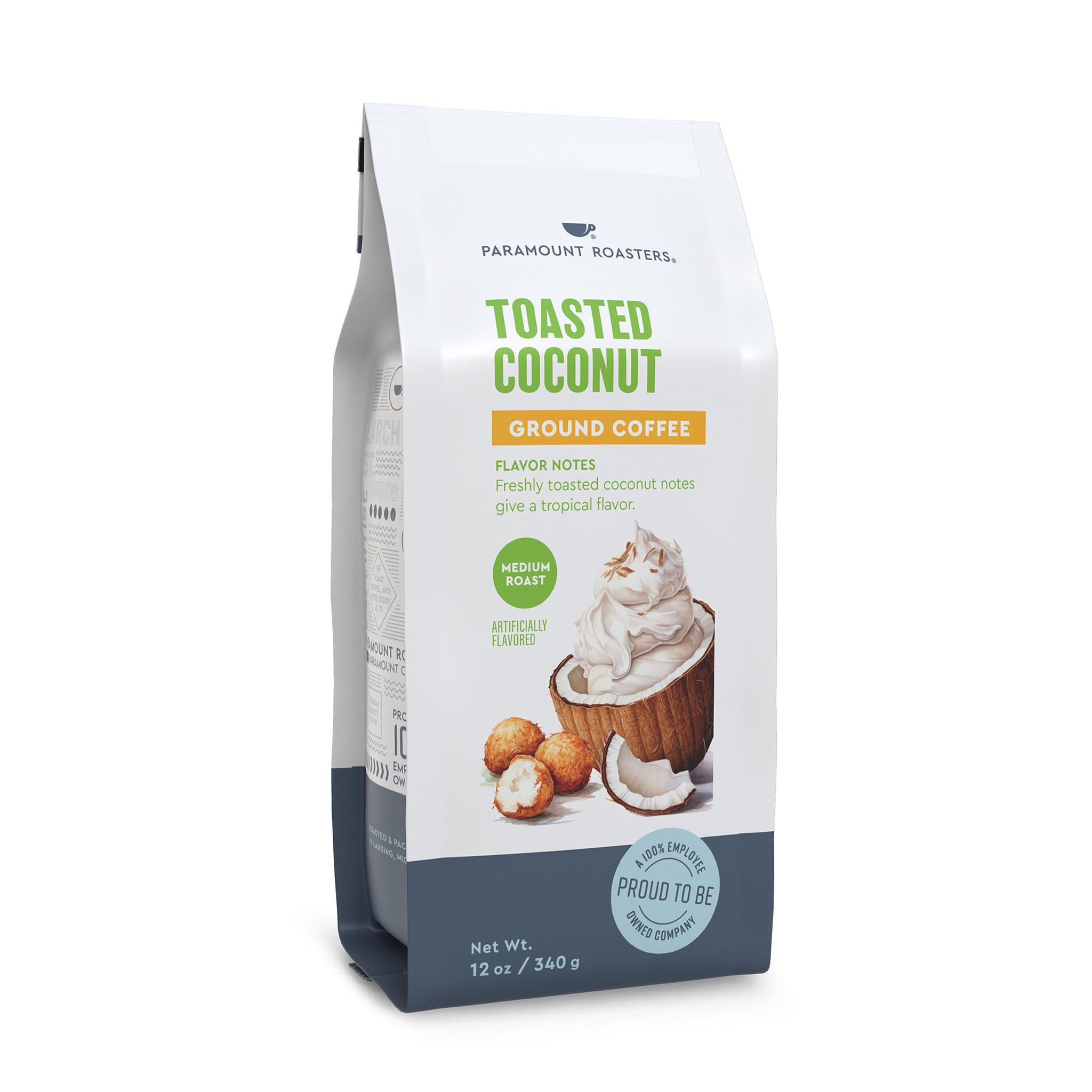 Paramount Roasters freshness-sealed 12oz bag preserves aroma and freshness.