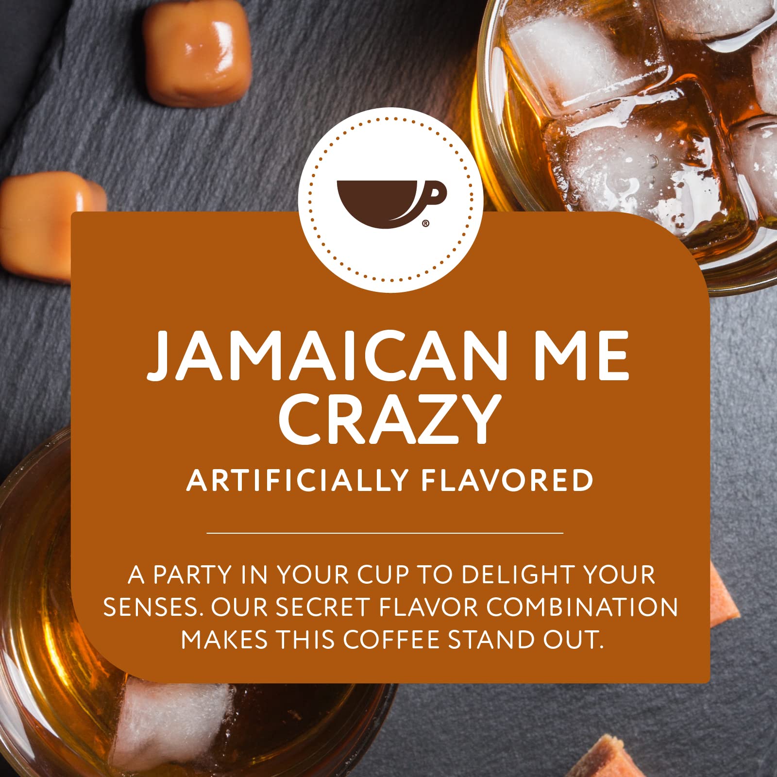 Paramount Roasters Jamaican Me Crazy whole beans on the kitchen counter awaiting grinding.