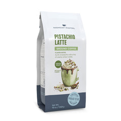 Paramount Roasters Pistachio Latte ground coffee package close-up for premium mornings.