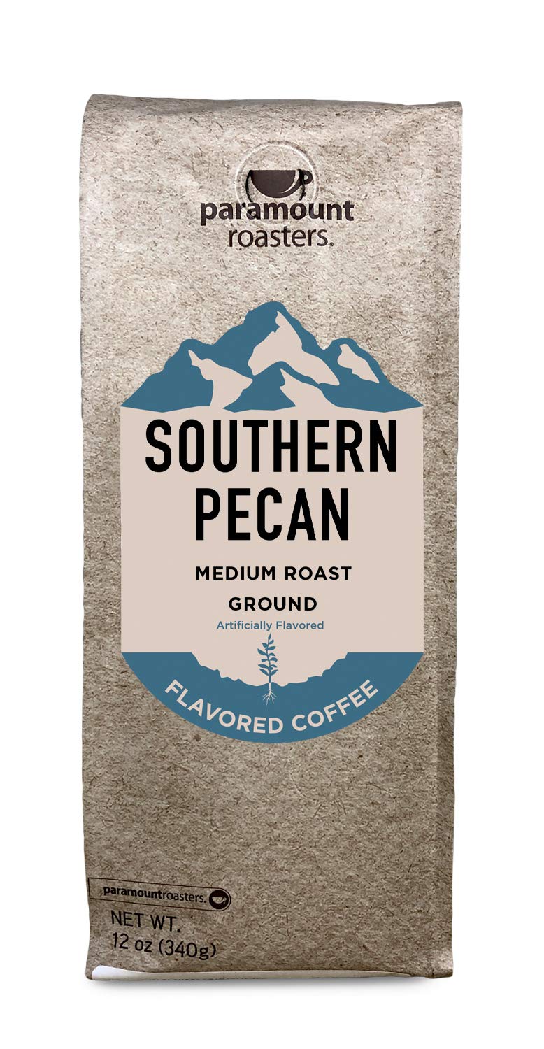 Paramount Roasters Southern Pecan ground coffee vacuum-seal pouch; keeps freshness with every purchase.