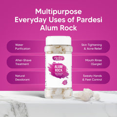 Pardesi alum water clarification bottle highlights clear prep water in kitchen