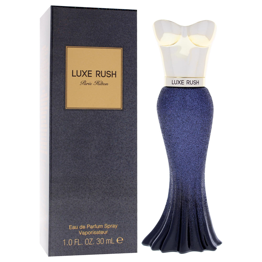Paris Hilton Luxe Rush cap closeup with premium packaging