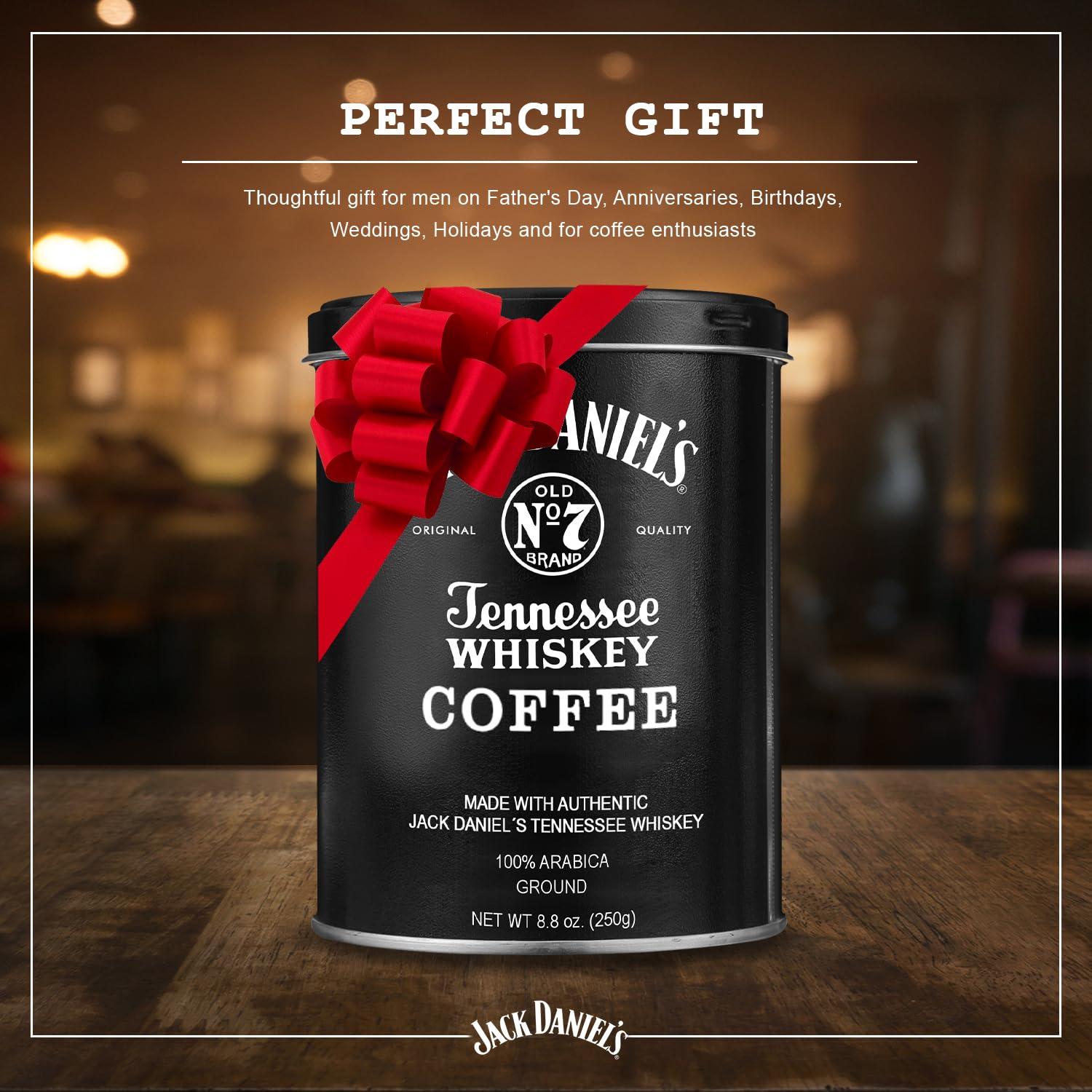 Parkway Gifting Co. Jack Daniel’s Coffee label closeup emphasizes branding and aroma.