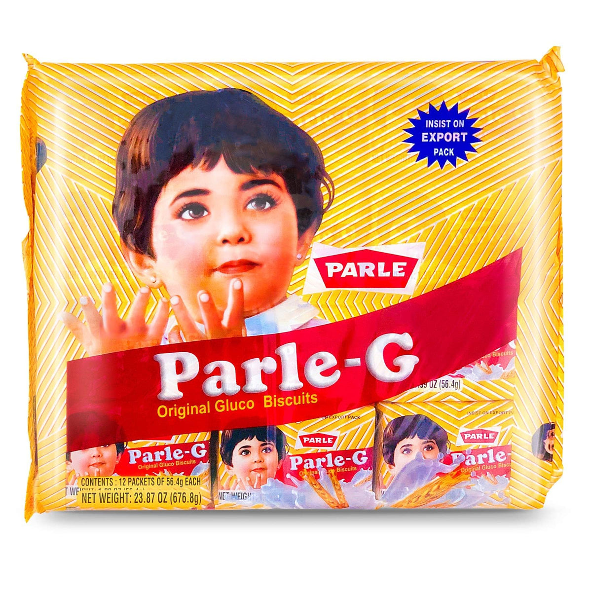 Parle G Original Gluco biscuits 12-pack box for quick snacking