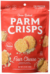 Parmcrisps Four Cheese oven-baked crisps for on-the-go snacking.