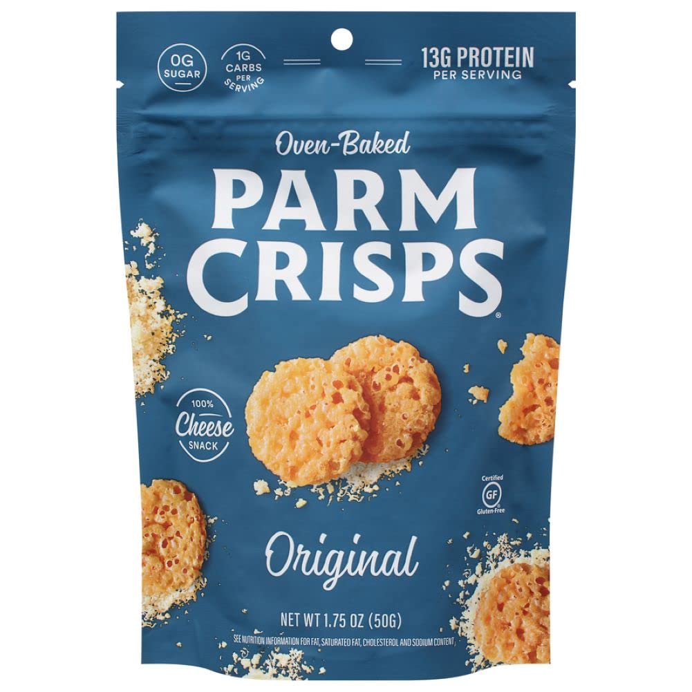ParmCrisps Original 12-pack savory cheese crisps ideal for snacking and wine pairing.