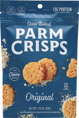 Parm Crisps oven-baked tray close-up features golden crisps perfect for entertaining