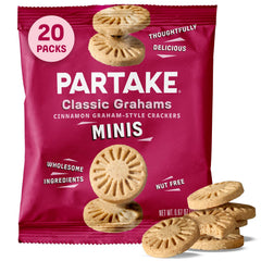 Partake Classic Graham Cracker Minis packaging displayed for school-safe snacking.