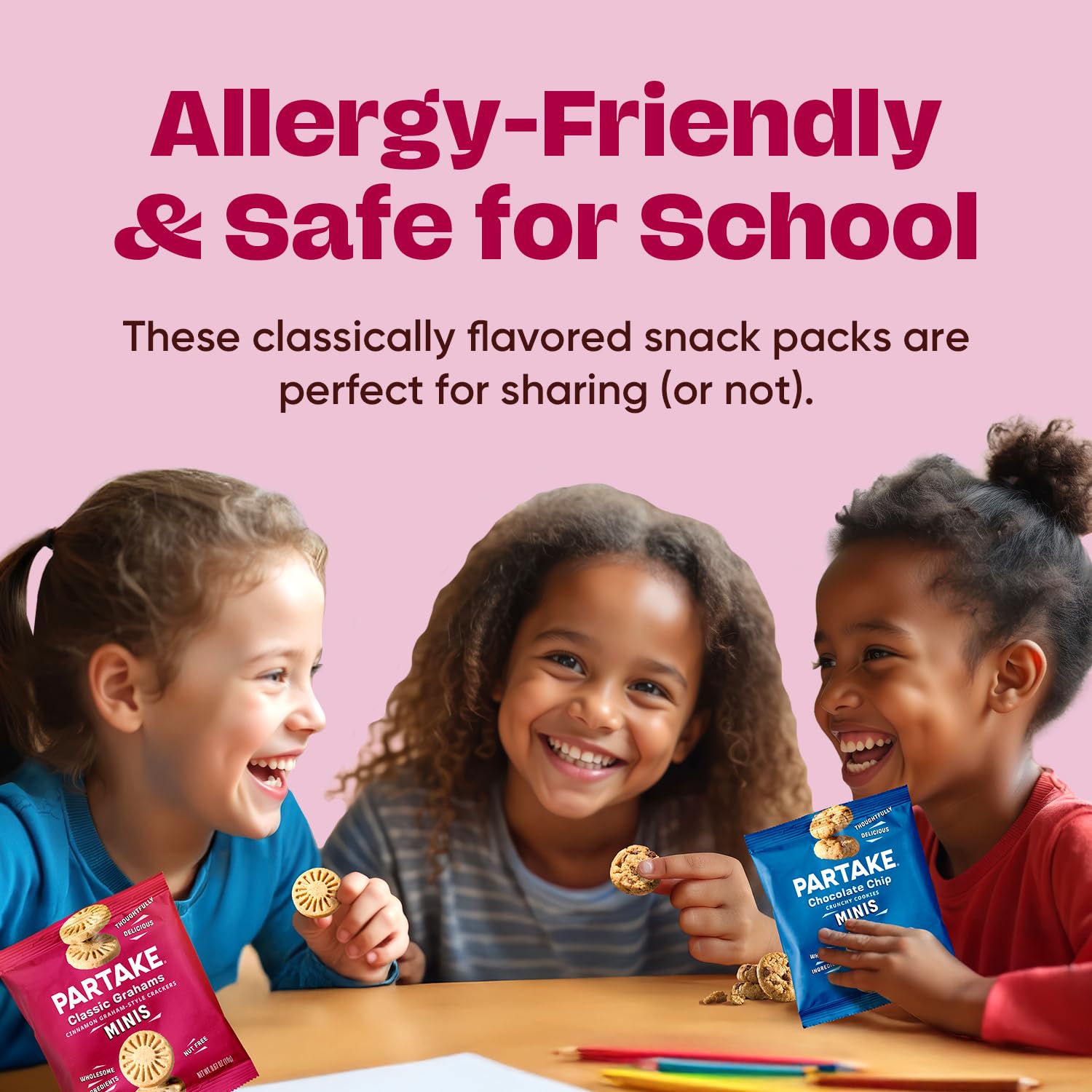 Partake snacks in classroom setting for school-safe sharing.