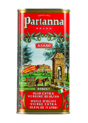 Partanna Robust EVOO tin packaging protects freshness and shields from light