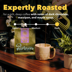 Partners Coffee Roasters Manhattan Blend espresso shot showing deep, full-bodied flavor.
