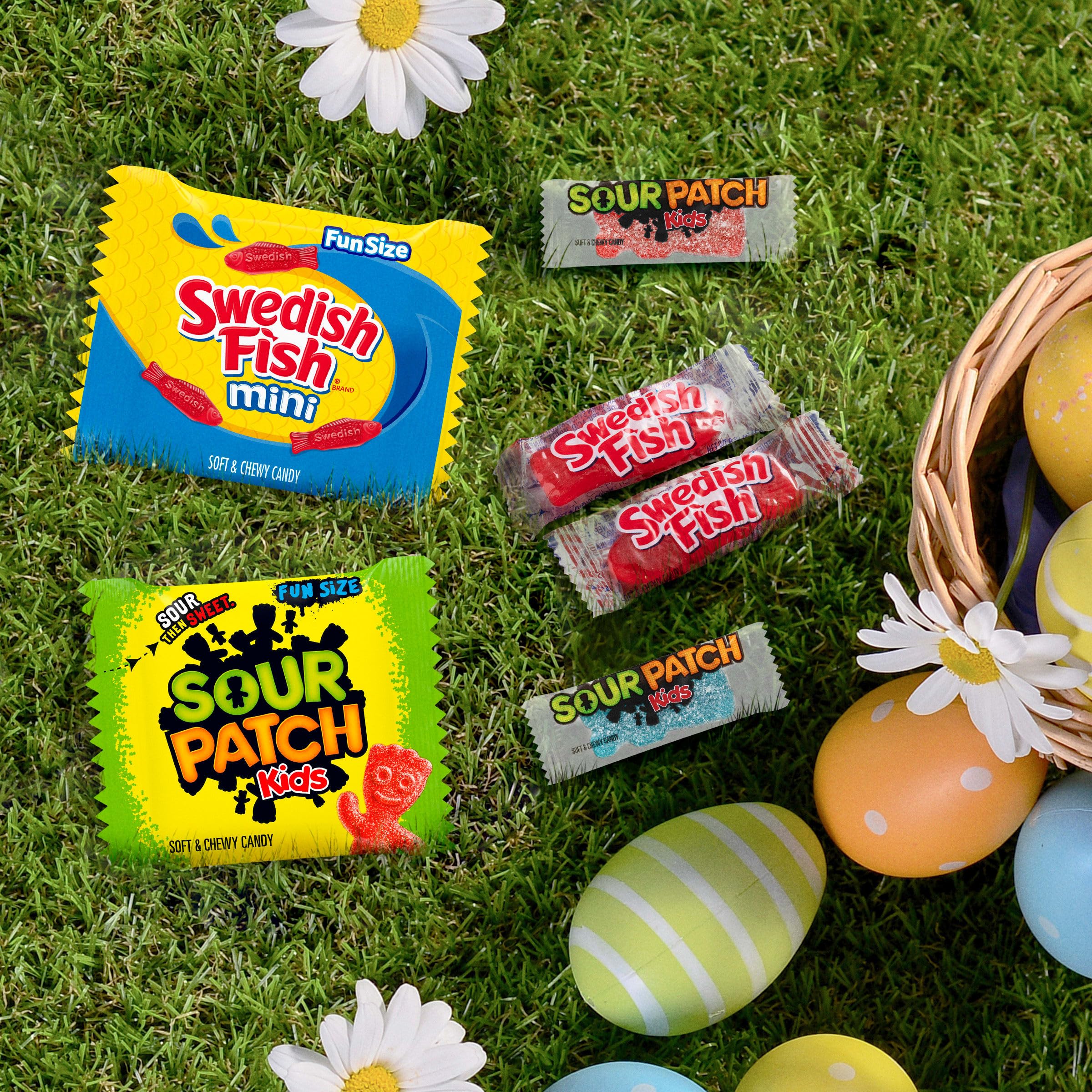 Party favor candy pack featuring Sour Patch Kids and Swedish Fish
