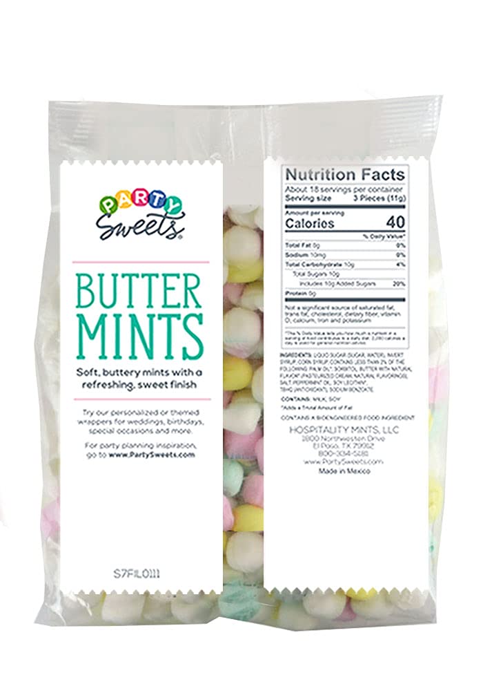 Party Sweets pastel buttermints close-up showing soft texture and minty aroma.