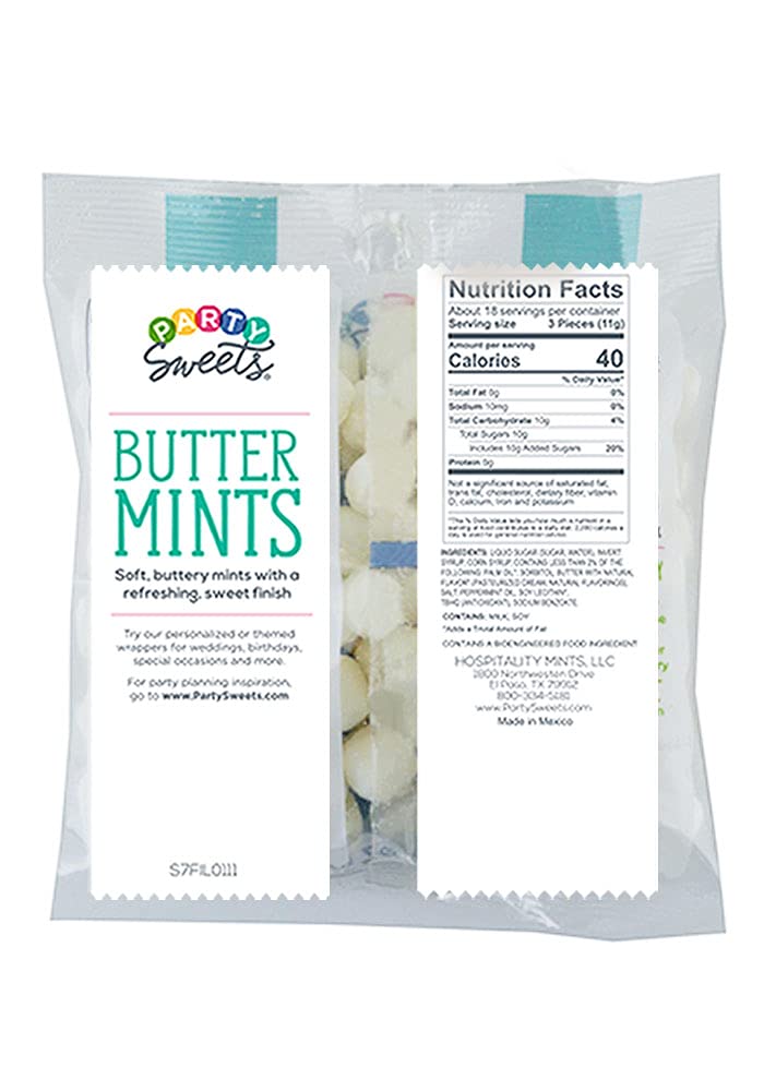 Party Sweets White Buttermints table decor showcases festive elegance
